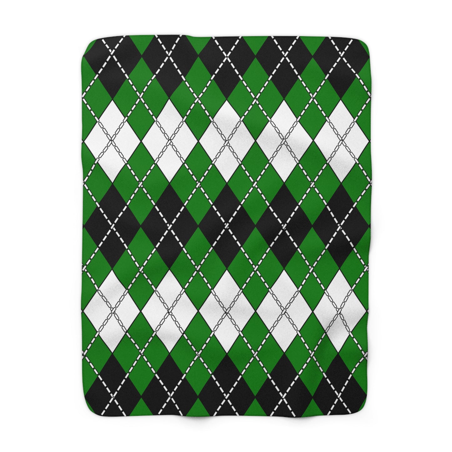 Green, Black, White Retro Argyle Blanket Throw