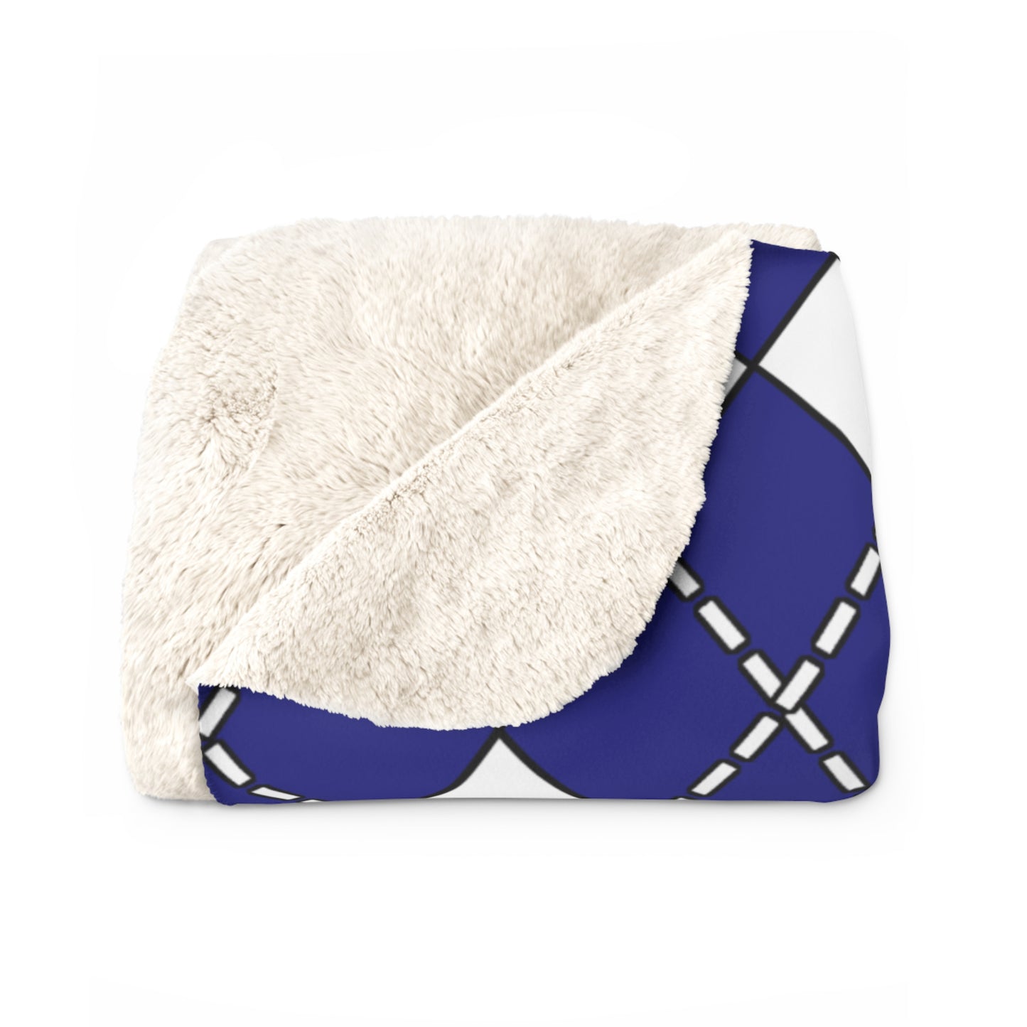 Navy Blue, White Retro Argyle Blanket Throw