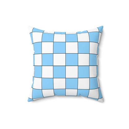 Light Blue, White Retro Check Cushion Pillow