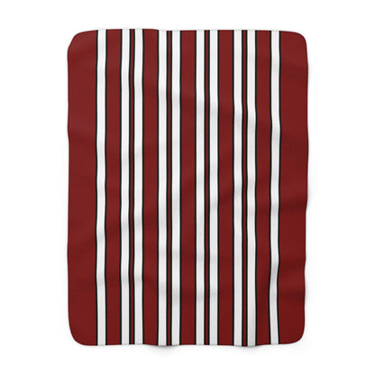 Maroon, White Retro Stripes Blanket Throw