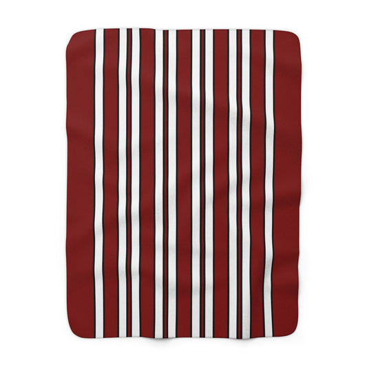 Maroon, White Retro Stripes Blanket Throw
