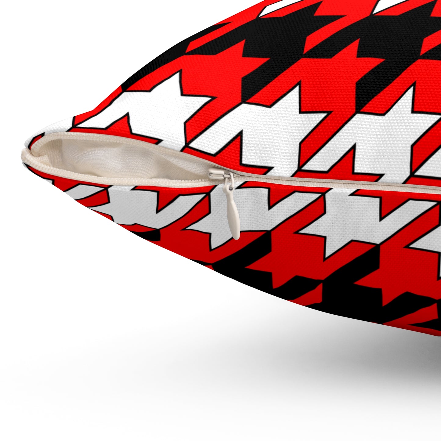 Red, Black, White Retro Houndstooth Cushion Pillow