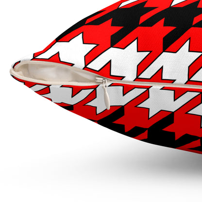 Red, Black, White Retro Houndstooth Cushion Pillow