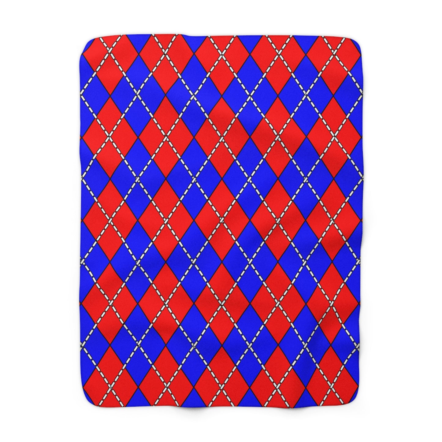 Blue, Red Retro Argyle Blanket Throw