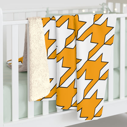 Orange, White Retro Houndstooth Blanket Throw