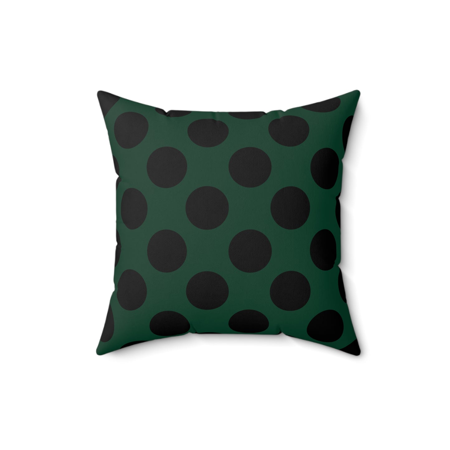 Dark Green, Black Retro Polka Dots Cushion Pillow
