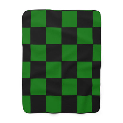 Green, Black Retro Check Blanket Throw