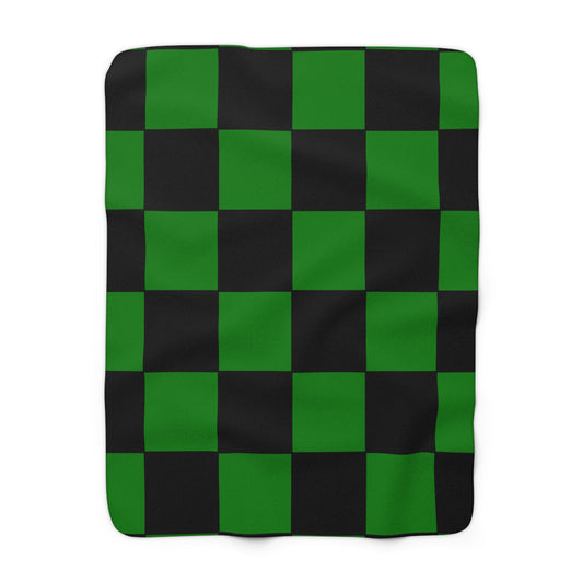 Green, Black Retro Check Blanket Throw