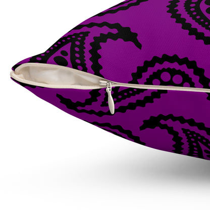 Purple, Black Retro Paisley Cushion Pillow