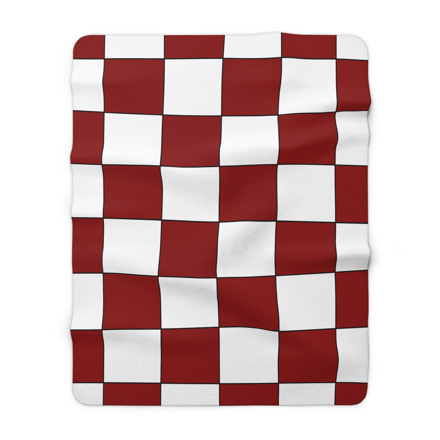 Dark Red, White Retro Check Blanket Throw