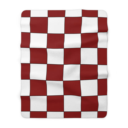 Dark Red, White Retro Check Blanket Throw