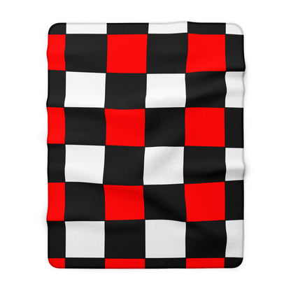 Black, White, Red Retro Check Blanket Throw