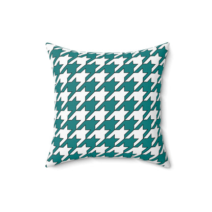 Teal, White Retro Houndstooth Cushion Pillow