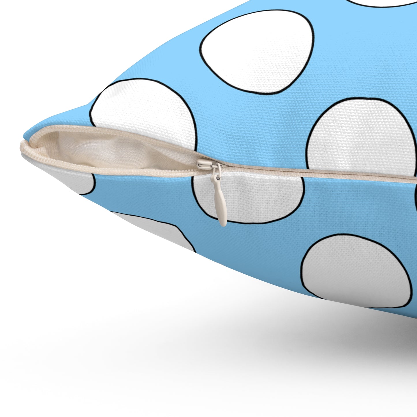 Light Blue, White Retro Polka Dots Cushion Pillow