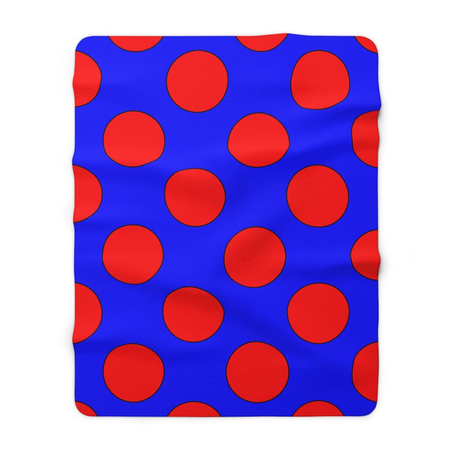 Blue, Red Retro Polka Dots Blanket Throw