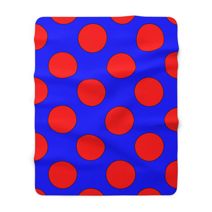 Blue, Red Retro Polka Dots Blanket Throw