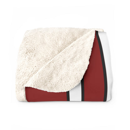 Dark Red, White Retro Stripes Blanket Throw