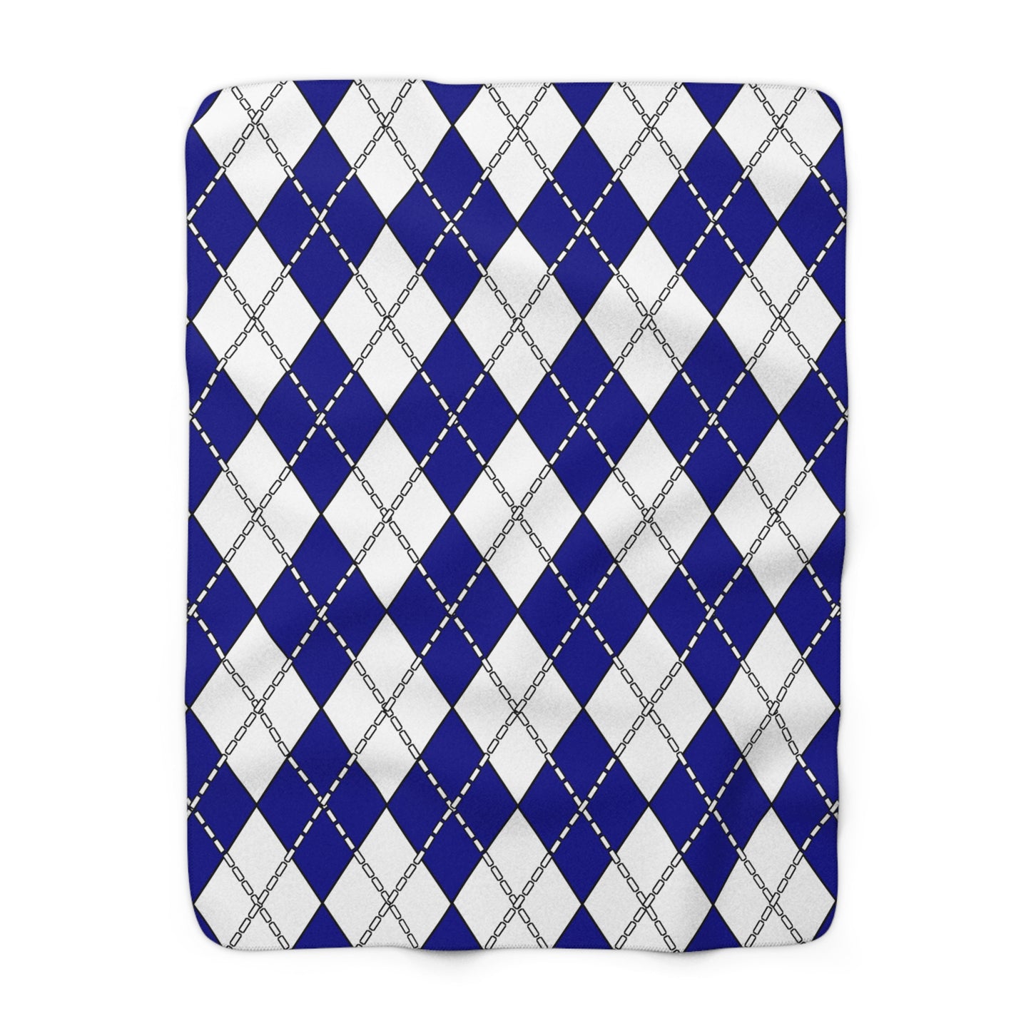 Dark Blue, White Retro Argyle Blanket Throw