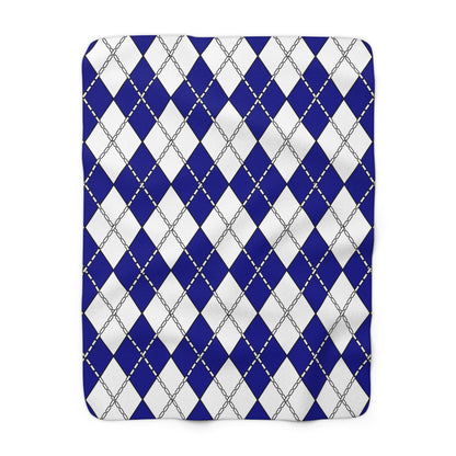 Dark Blue, White Retro Argyle Blanket Throw