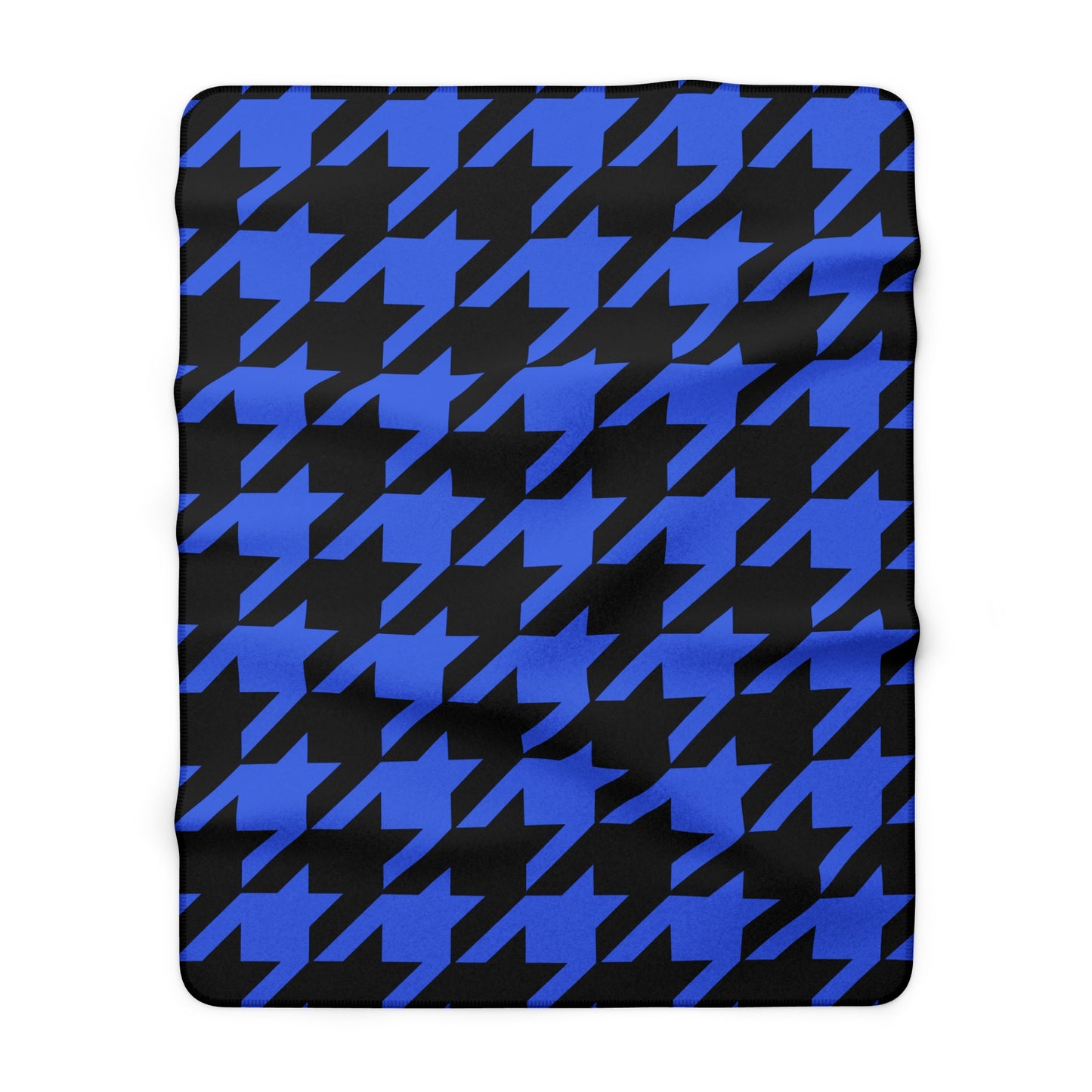 Royal Blue, Black Retro Houndstooth Blanket Throw