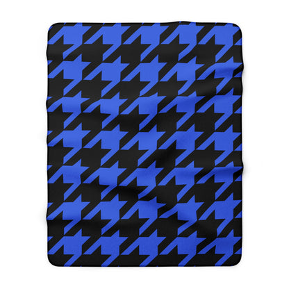 Royal Blue, Black Retro Houndstooth Blanket Throw