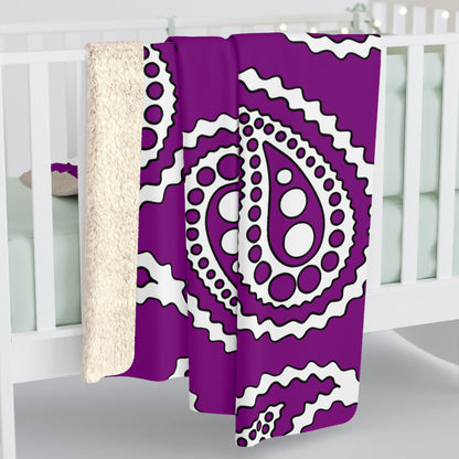 Purple, White Retro Paisley Blanket Throw