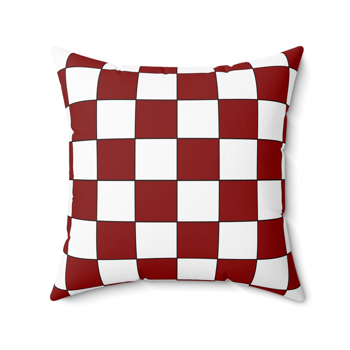 Dark Red, White Retro Check Cushion Pillow