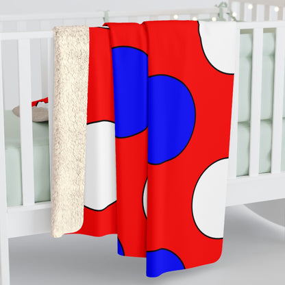 Red, White, Blue Retro Polka Dots Blanket Throw