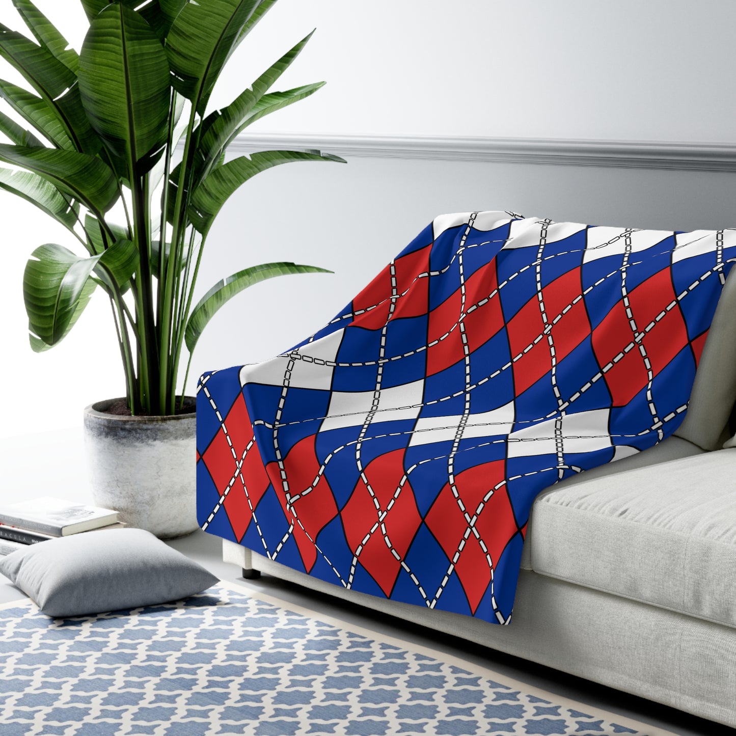 Iceland Retro Argyle Blanket Throw
