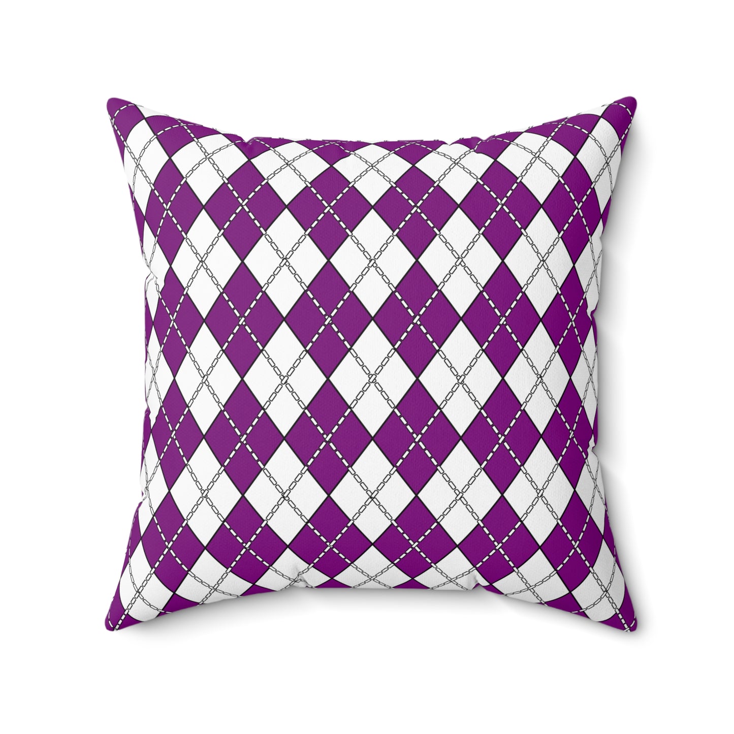 Purple, White Retro Argyle Cushion Pillow