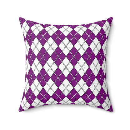Purple, White Retro Argyle Cushion Pillow