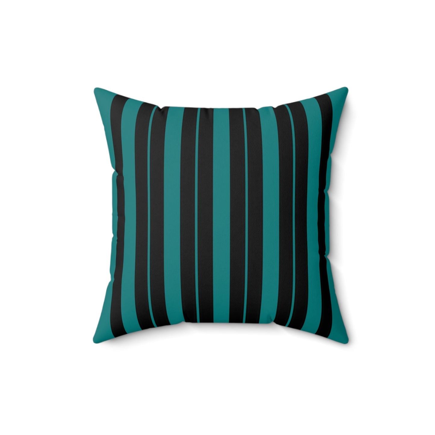 Teal, Black Retro Stripes Cushion Pillow