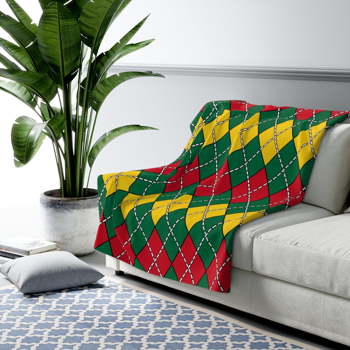 Ghana Retro Argyle Blanket Throw
