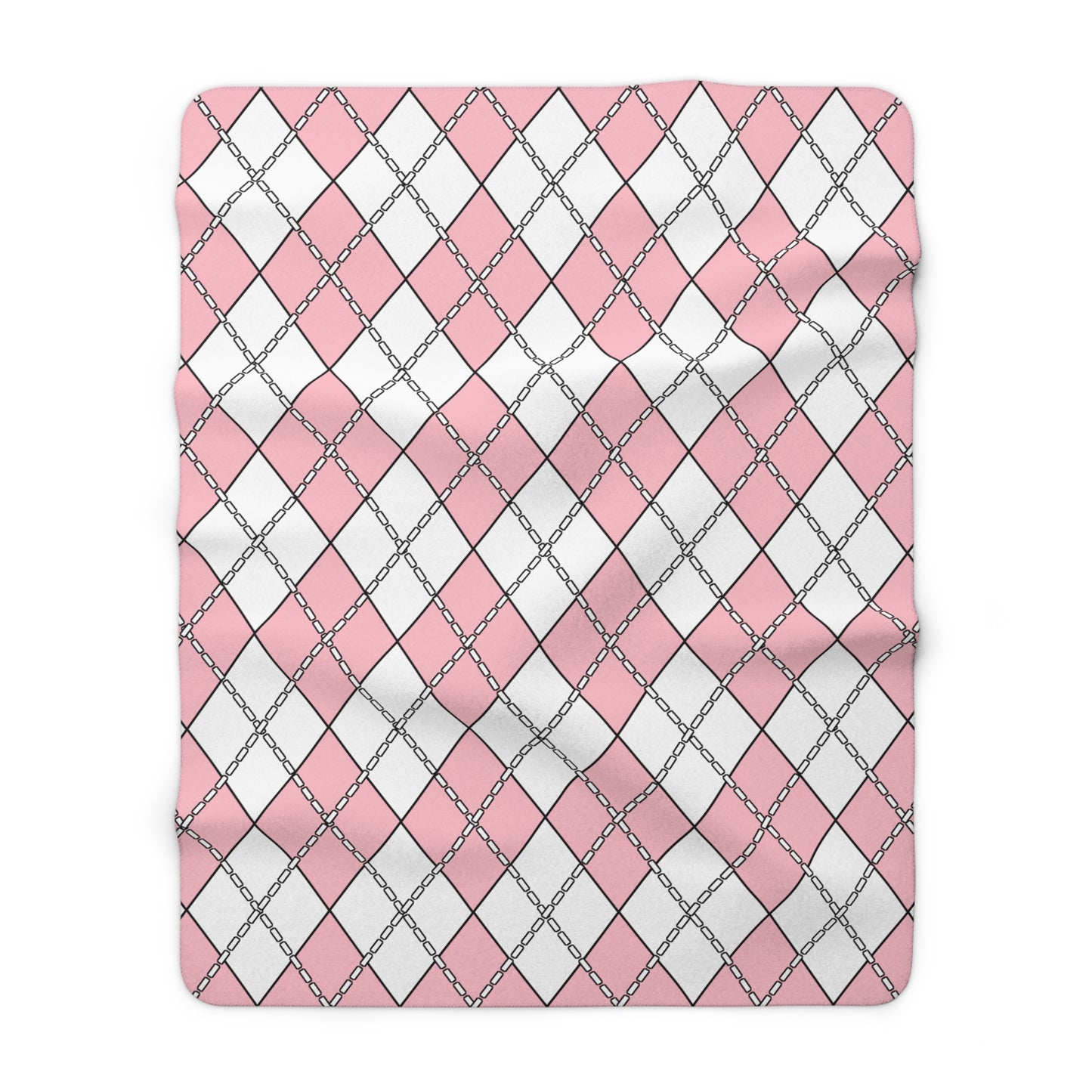 Pink, White Retro Argyle Blanket Throw