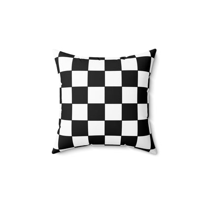 Black, White Retro Check Cushion Pillow