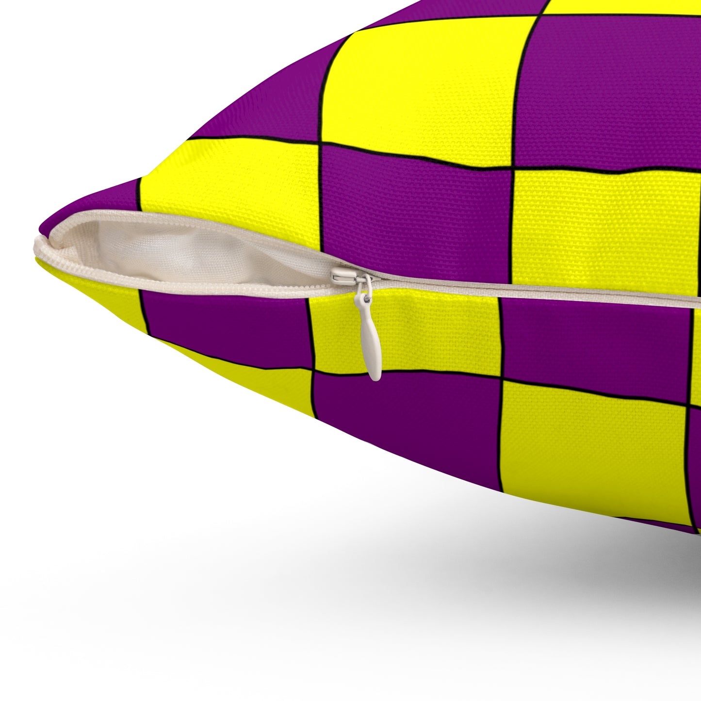 Purple, Yellow Retro Check Cushion Pillow