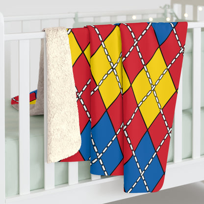 Mongolia Retro Argyle Blanket Throw