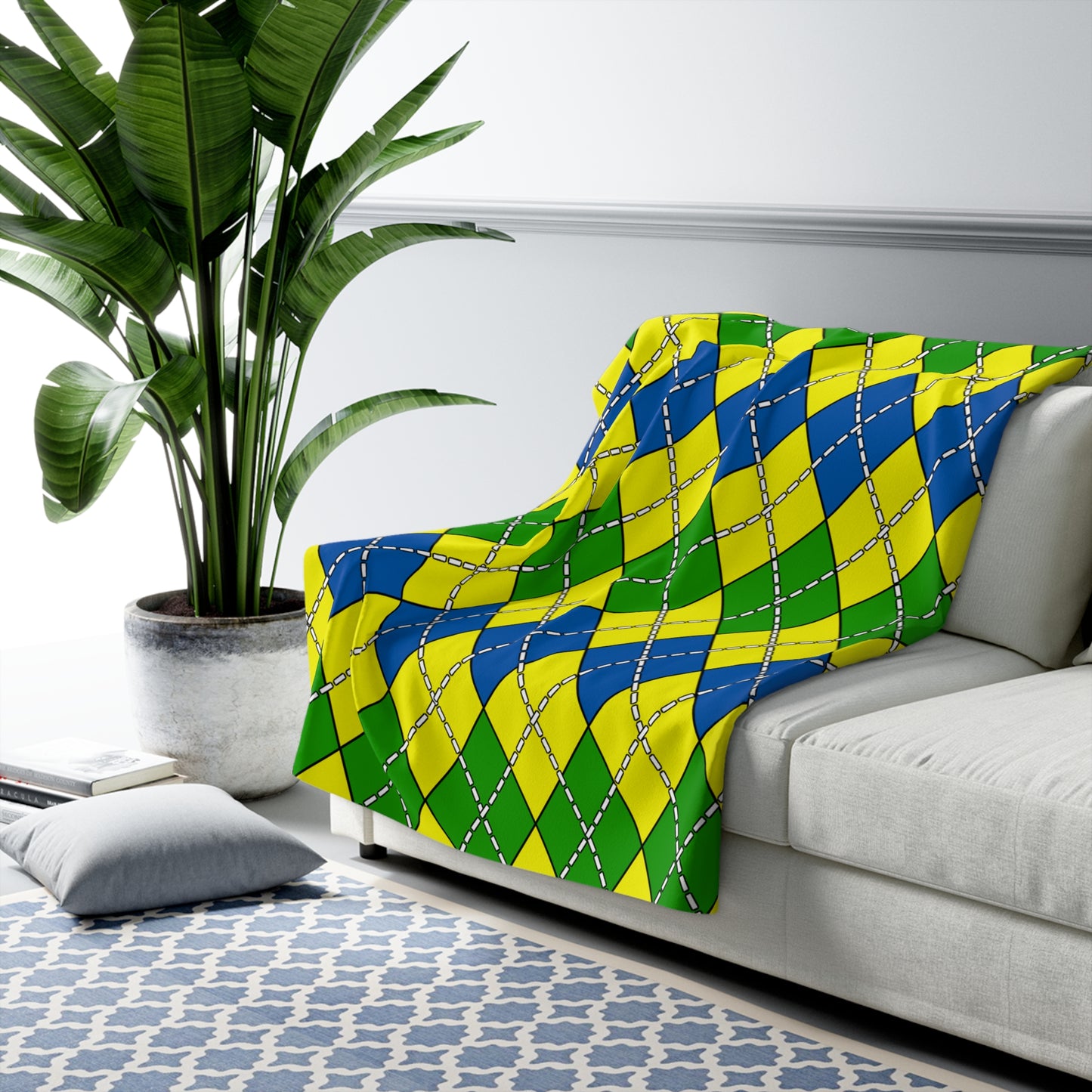 Saint Vincent And The Grenadines Retro Argyle Blanket Throw