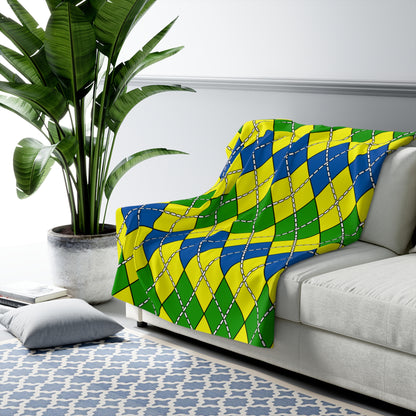 Saint Vincent And The Grenadines Retro Argyle Blanket Throw