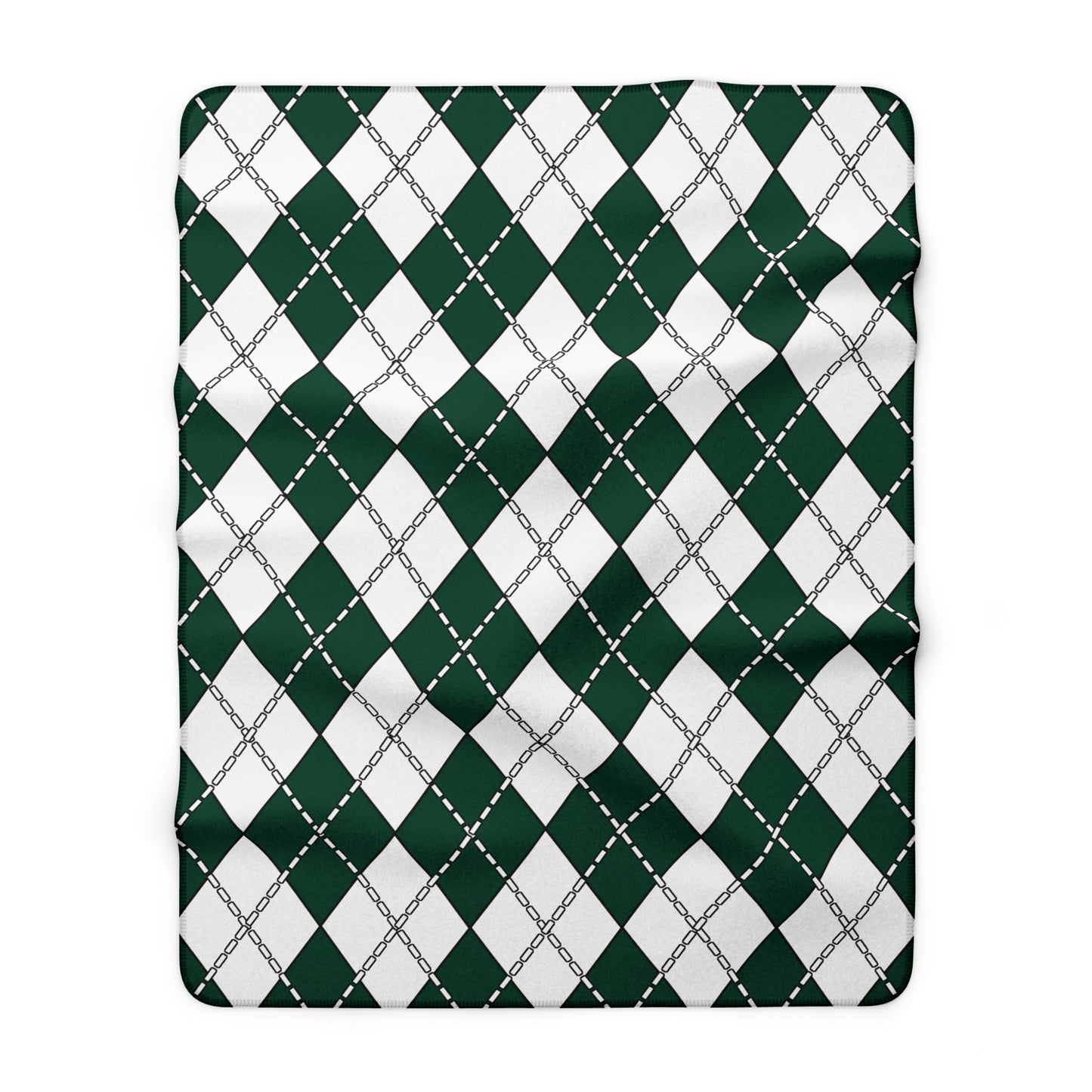 Dark Green, White Retro Argyle Blanket Throw