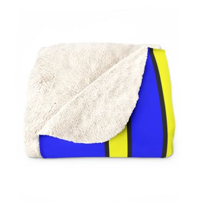 Blue, Yellow Retro Stripes Blanket Throw