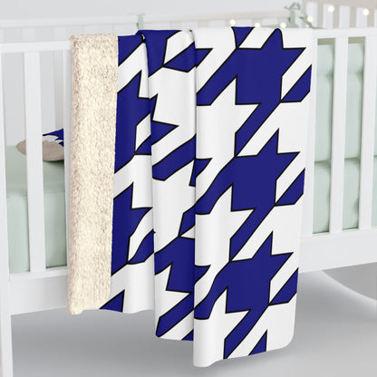 Navy Blue, White Retro Houndstooth Blanket Throw