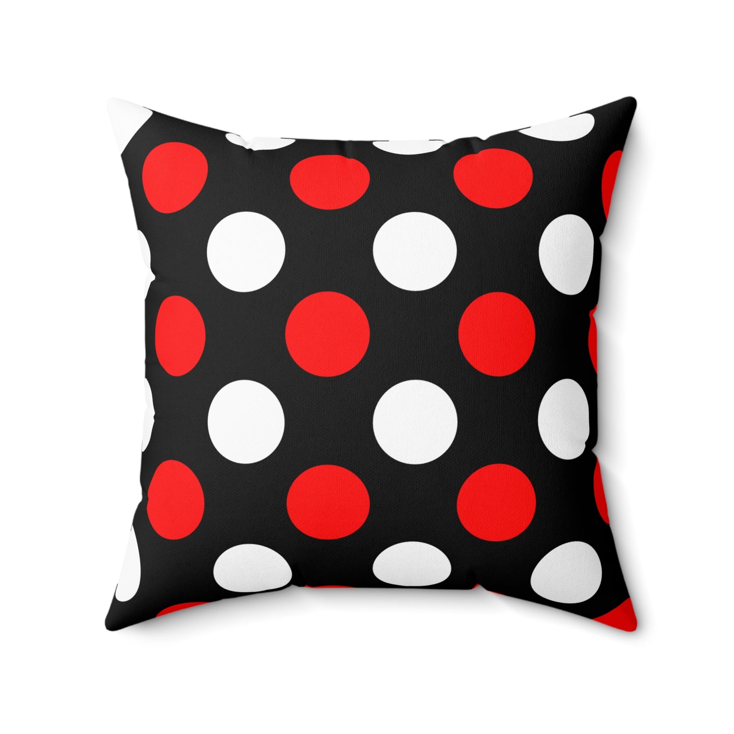 Black, White, Red Retro Polka Dots Cushion Pillow