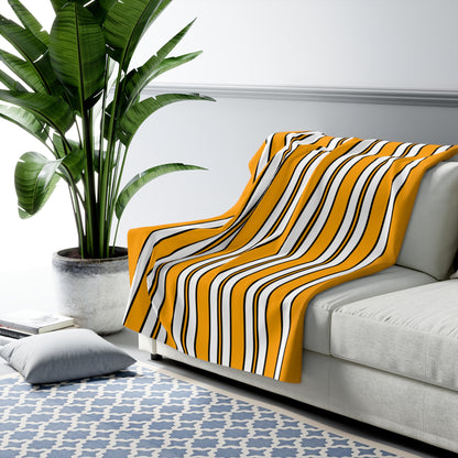 Orange, White Retro Stripes Blanket Throw