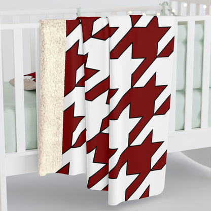 Maroon, White Retro Houndstooth Blanket Throw