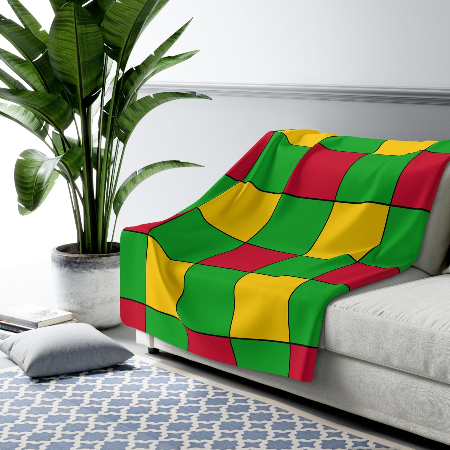 Sao Tome And Principe Retro Check Blanket Throw