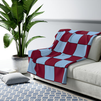 Claret, Blue Retro Check Blanket Throw