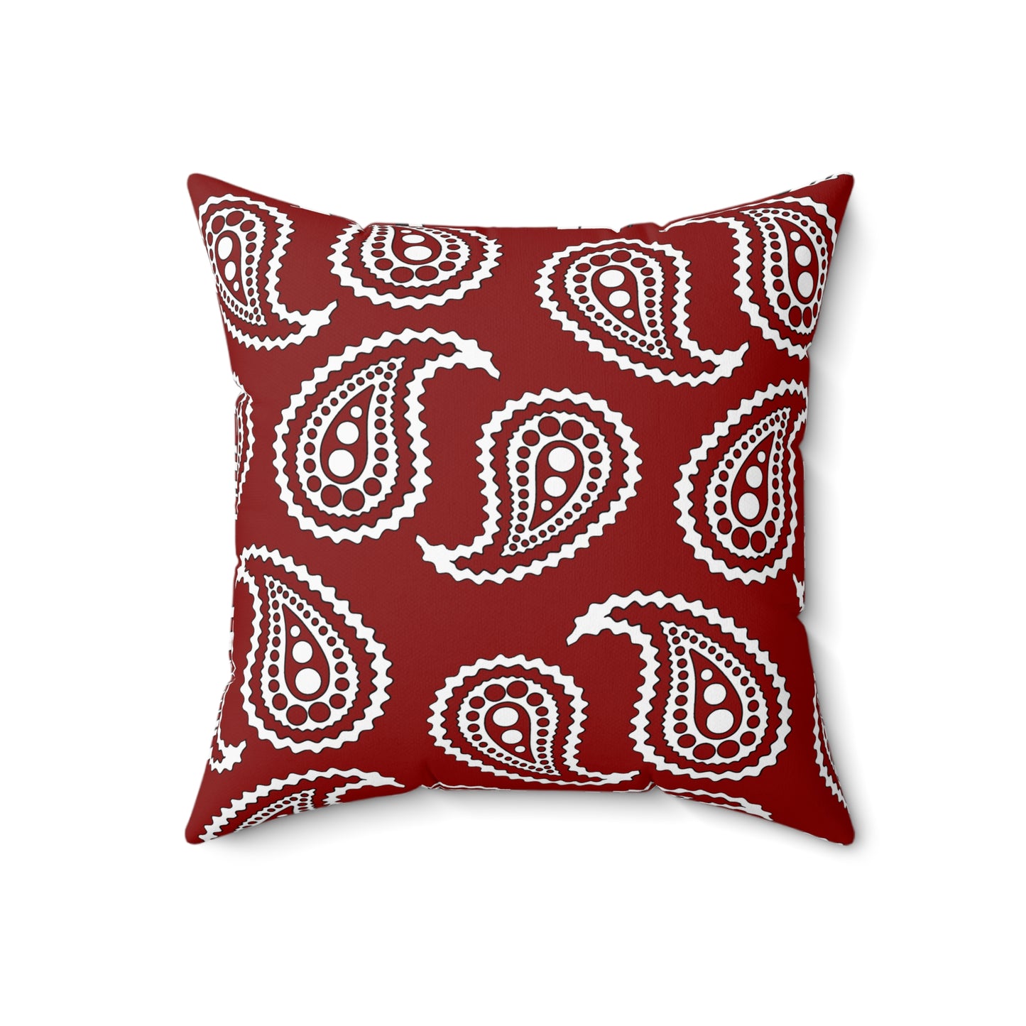 Dark Red, White Retro Paisley Cushion Pillow