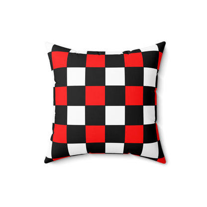 Black, White, Red Retro Check Cushion Pillow