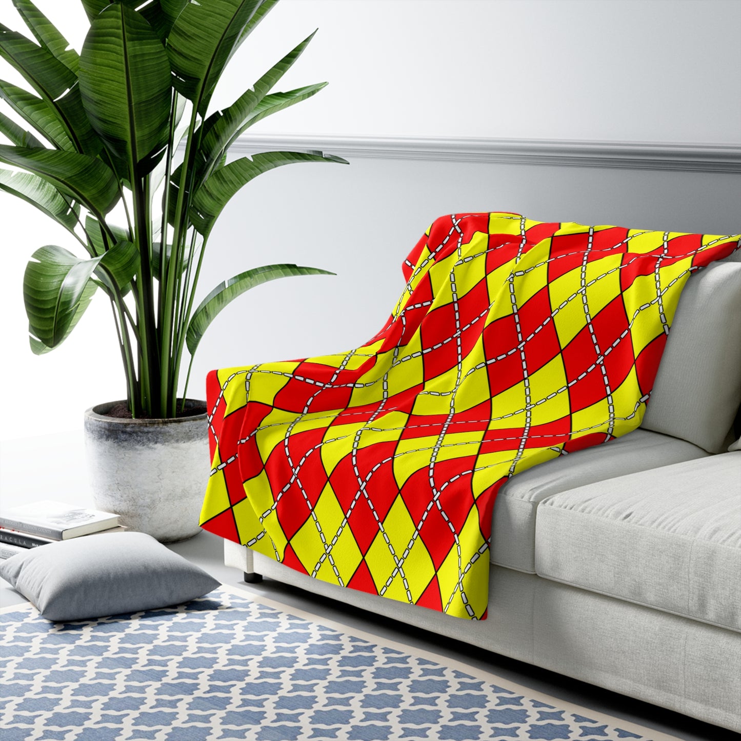 Kyrgyzstan Retro Argyle Blanket Throw
